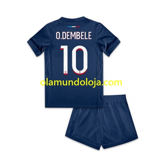 Camisola Paris Saint-Germain Ousmane Dembele 10 Criança Equipamento Primeiro 2024-2025 Manga Curta